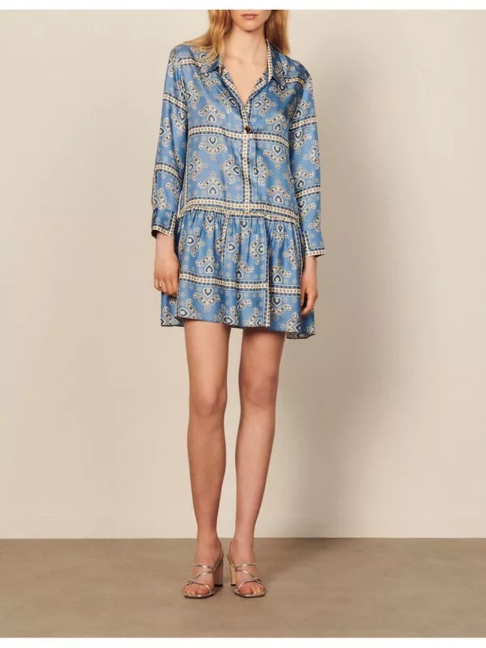 Printed Silk Dress Loose Fit